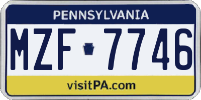PA license plate MZF7746