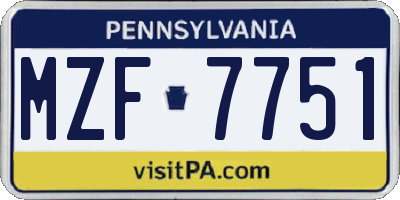 PA license plate MZF7751