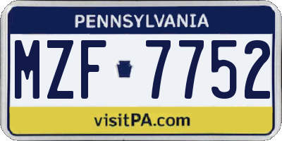 PA license plate MZF7752