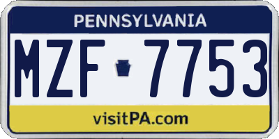 PA license plate MZF7753