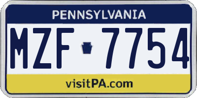 PA license plate MZF7754