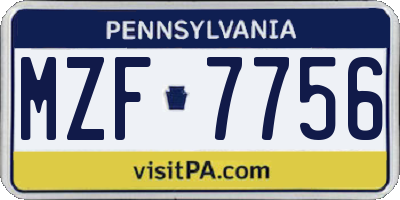 PA license plate MZF7756
