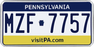 PA license plate MZF7757