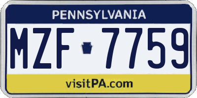 PA license plate MZF7759