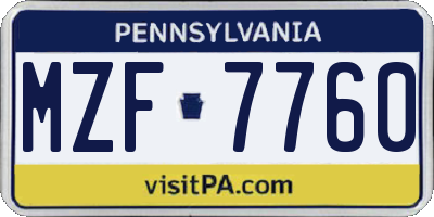 PA license plate MZF7760