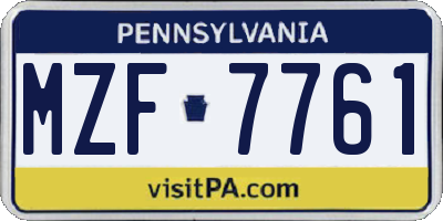 PA license plate MZF7761