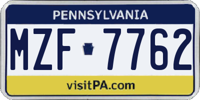 PA license plate MZF7762