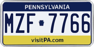 PA license plate MZF7766