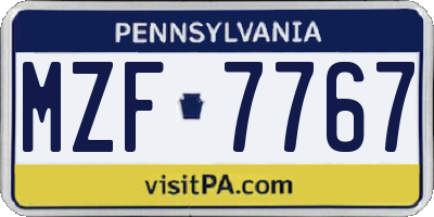 PA license plate MZF7767