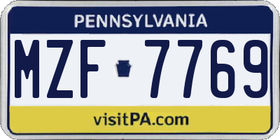 PA license plate MZF7769