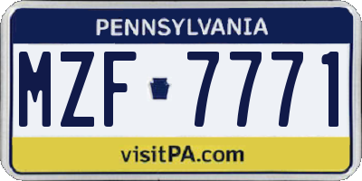 PA license plate MZF7771
