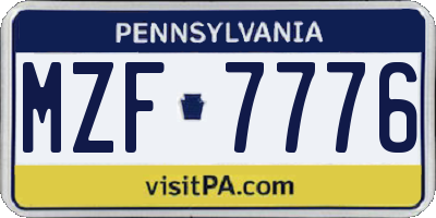 PA license plate MZF7776