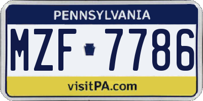 PA license plate MZF7786