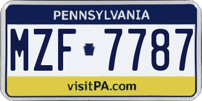 PA license plate MZF7787