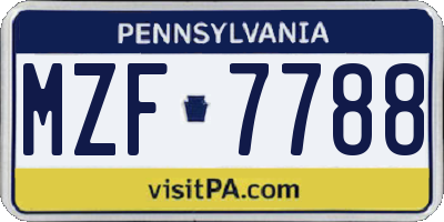 PA license plate MZF7788