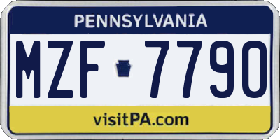 PA license plate MZF7790