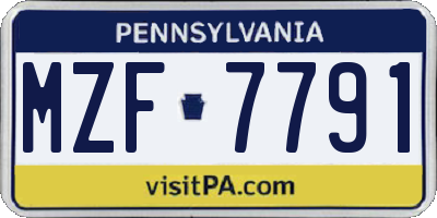 PA license plate MZF7791
