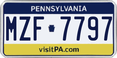 PA license plate MZF7797