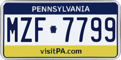 PA license plate MZF7799