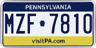 PA license plate MZF7810