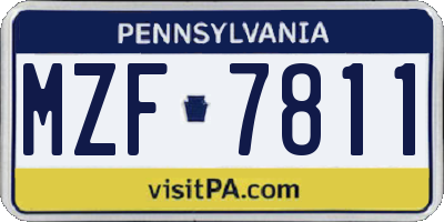 PA license plate MZF7811