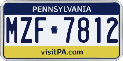PA license plate MZF7812