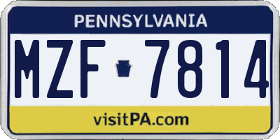 PA license plate MZF7814