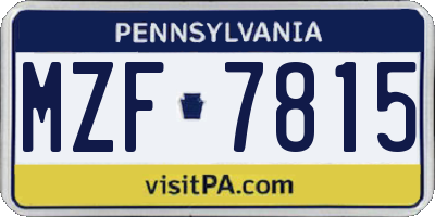 PA license plate MZF7815