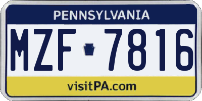 PA license plate MZF7816