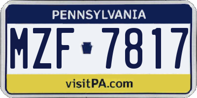 PA license plate MZF7817