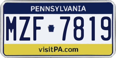 PA license plate MZF7819