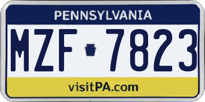 PA license plate MZF7823