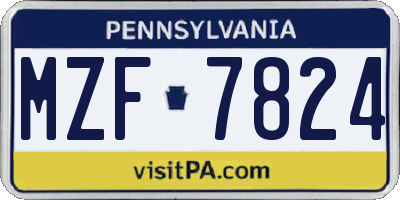 PA license plate MZF7824
