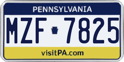 PA license plate MZF7825