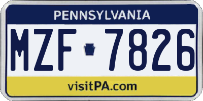 PA license plate MZF7826