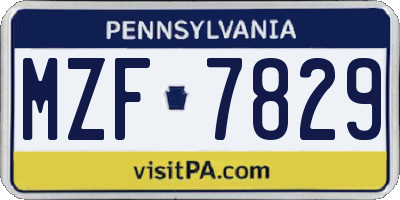 PA license plate MZF7829