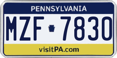 PA license plate MZF7830