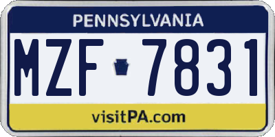 PA license plate MZF7831