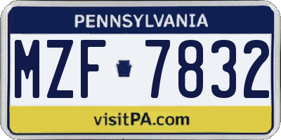 PA license plate MZF7832