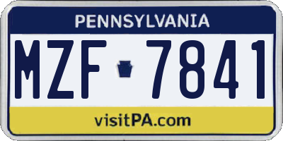PA license plate MZF7841