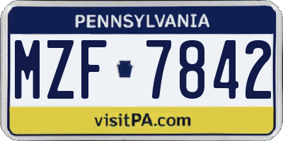 PA license plate MZF7842