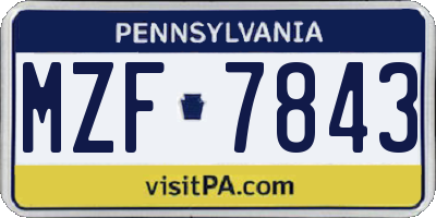 PA license plate MZF7843