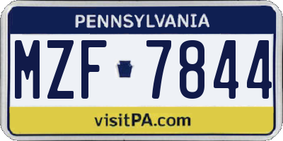 PA license plate MZF7844