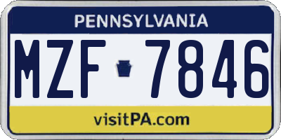 PA license plate MZF7846