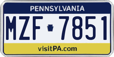 PA license plate MZF7851
