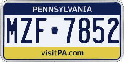 PA license plate MZF7852
