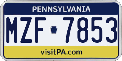 PA license plate MZF7853