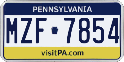 PA license plate MZF7854