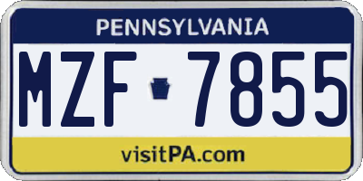 PA license plate MZF7855