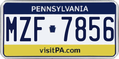 PA license plate MZF7856